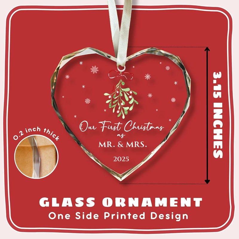 TEEBIM First Christmas Married Ornament 2025 - Mr and Mrs Gifts - Wedding Gifts for Couples, Newlyweds, Bride, Future Mr and Mrs - Married Bridal Shower Gift Ideas - Glass Wedding Ornament 2025 - Image 2